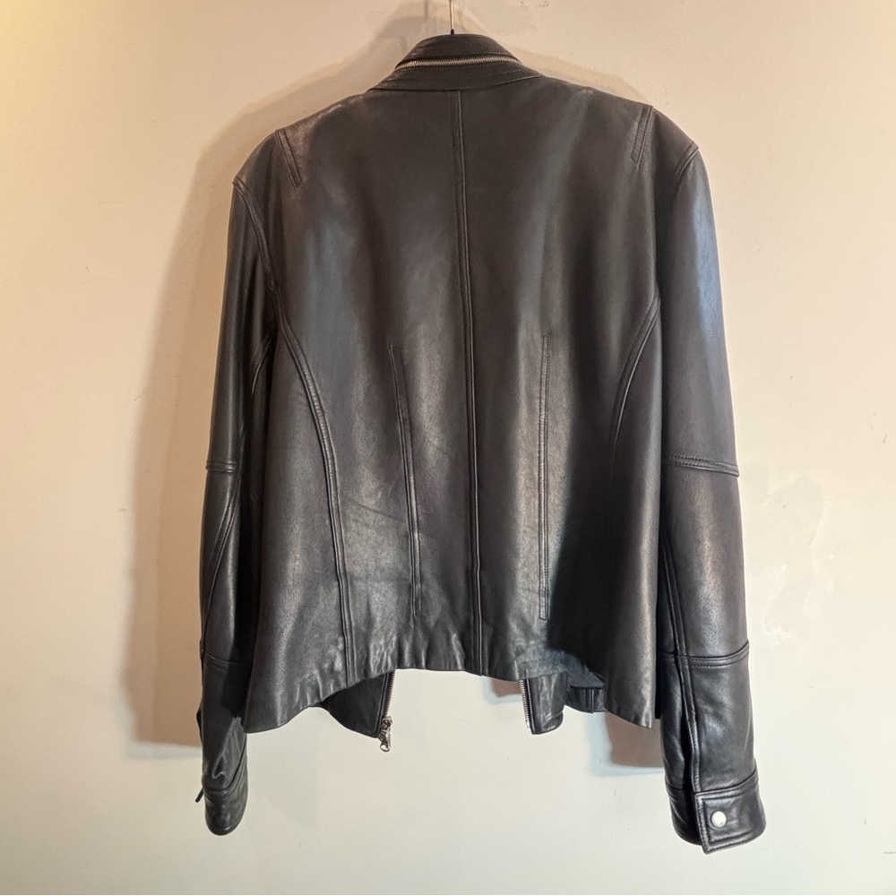 DANIER Sz XL Funnel Neck with Zipper Black Leather Jacket with Pockets Lined - Picture 10 of 10
